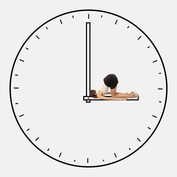 Colagem Arte Contemporânea Senhora Negócios Tentar Mudar Tempo Deitado Dormindo — Fotografia de Stock