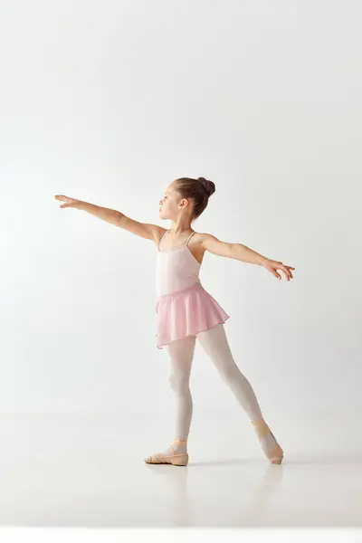 Porträt Einer Kleinen Entzückenden Vorschultänzerin Rosa Tutu Ballettkleid Mit Weißen — Stockfoto