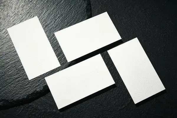 业务空白卡片模型模板 设计公司身份 黑色背景文具的演示文稿 创业概念 — 图库照片