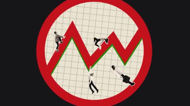 Stop Motion Animation Auf Großer Grafik Großen Kreis Menschen Geschäftsleute — Stockvideo