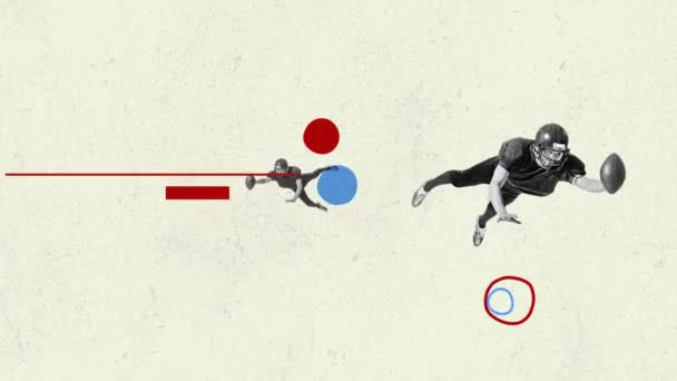 Arrêtez Mouvement Animation Portrait Dynamique Jeune Homme Joueur Football Américain — Video