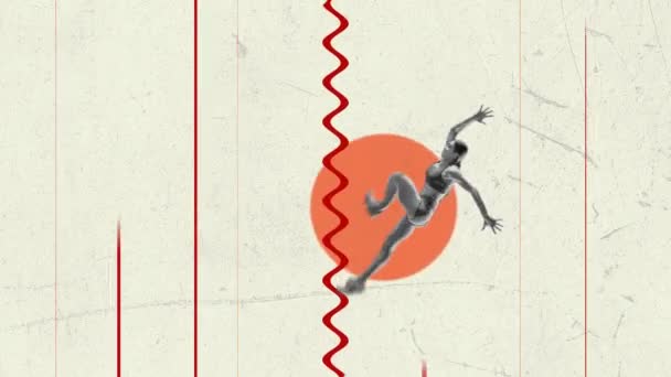 Kreative Stop Motion Animation Junge Sportlerin Profisportlerin Die Entlang Der — Stockvideo