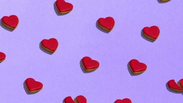 Animation Cookies Forme Coeur Sur Dessert Vue Dessus Modèle Nourriture — Video