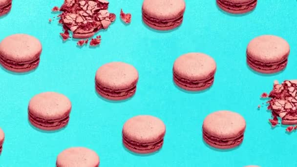 Animation Stop Motion Französische Mandelplätzchen Auf Dessertansicht Lebensmittelmuster Mit Makronen — Stockvideo