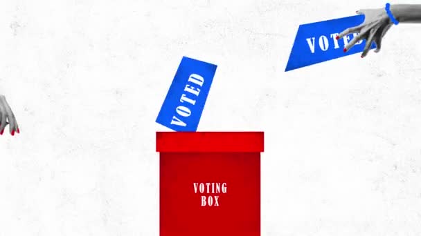 애니메이션 움직임을 멈추세요 투표에 긍정적이고 메시지 사람들은 상자에 투표를 선거의 — 비디오