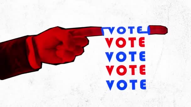 Animacja Zatrzymaj Ruch Upodmiotowienie Działanie Znaczenie Procesu Głosowania Czerwona Ręka — Wideo stockowe