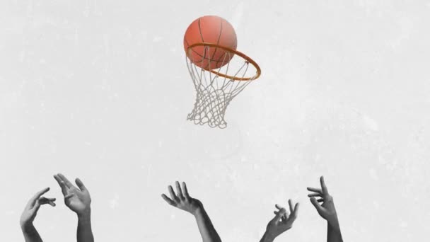 Sport Dans Votre Vie Des Mains Humaines Jouant Basket Collage — Video