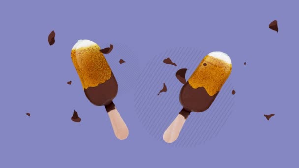 動かないで アニメーション 紫色の背景に孤立したラガービール風味のアイスクリーム エクストラガンシー 祭りや国の伝統の概念 飲み物 オクトーバーフェスト アメリカ合衆国 — ストック動画