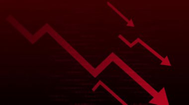 Hareketi durdur. Animasyon. Kırmızıdaki dalgalı çizgiler ve düşen demirler mali gerginlik, kesintiler ve ekonomik donukluğa işaret ediyor. Yüksek ilgi kavramı, işten çıkarmalar, zorluk, belirsizlik, yavaşlama