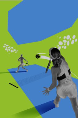 Kavramsal sanat tasarımı. Oyuncu kameraya doğru sürreal derinlik efekti ve büyütülmüş gürültüyle çarptığında dinamik ralli. Spor, şampiyonluk, turnuva, dünya kupası konsepti.