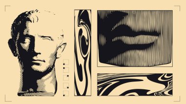 Antik heykel portresiyle dikey çarpık grafikleri ve soyut sıvı dokuları birleştirir. Albüm sanatı kavramı elektronik, deneysel, post-punk