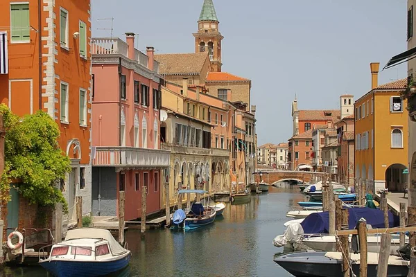 Ortaçağ Köprüleri Olan Kanalı Venedik Lagünündeki Talya Nın Chioggia Kasabası — Stok fotoğraf
