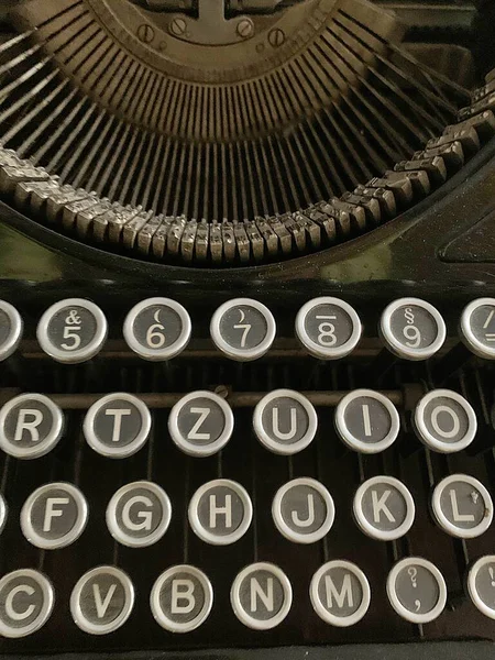 Oude Typemachine Toetsenbord Retro Apparatuur Typemachine Toetsen Met Letters Oud — Stockfoto