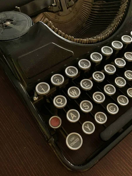 Alte Schreibmaschinentastatur Vintage Retro Ausstattung Schreibmaschine Tasten Mit Buchstaben Alte — Stockfoto