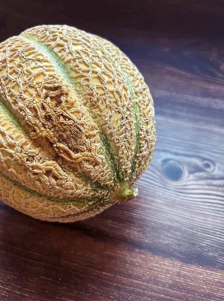 Melon Melons Ronds Melon Retato Fruits Sur Fond Orange Fruits — Photo
