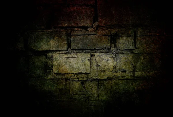 Fondo Oscuro Con Atmósfera Misteriosa Aterradora Grunge Textura Pared Piedra —  Fotos de Stock