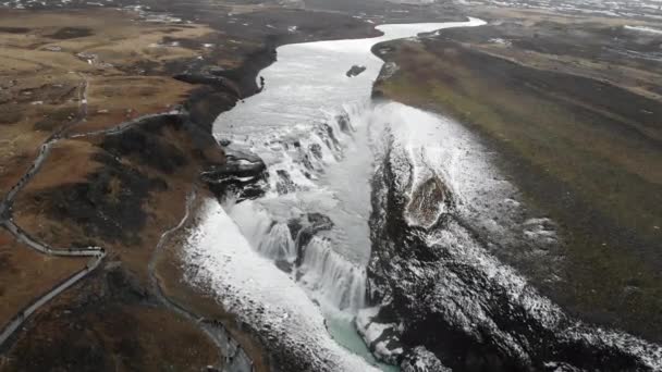 Snowy Waterfall Iceland High Quality Footage — Vídeo de stock