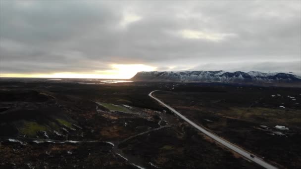 Sunset Iceland Aerial View High Quality Fullhd Footage — Stok video