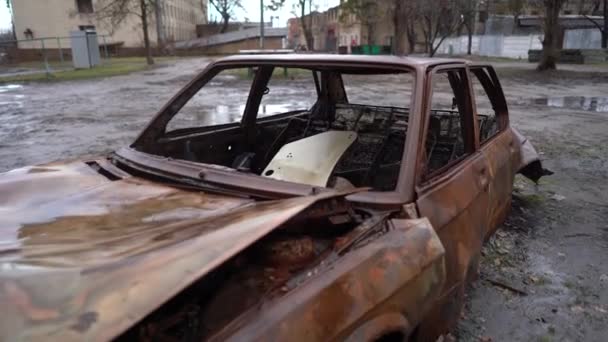 Irpen Bottom View Abandoned Toy Ground Destroyed Ukrainian City High — Stock videók
