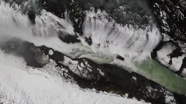 Grande Cachoeira Nevada Islândia Vista Aérea Imagens Alta Qualidade — Vídeo de Stock