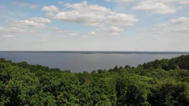 River forest and sky view from drone. High quality 4k footage