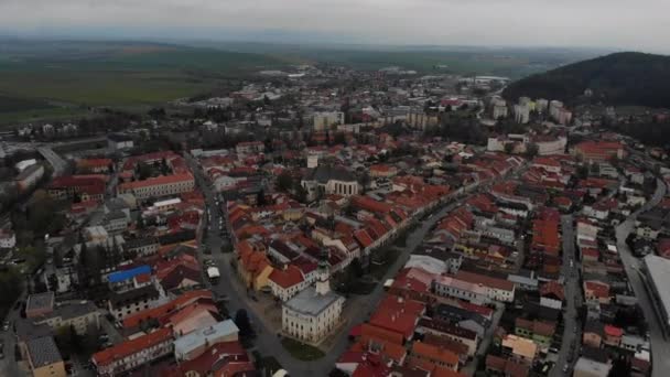 Vista Drone Uma Antiga Cidade Europeia Nas Montanhas Imagens Alta — Vídeo de Stock