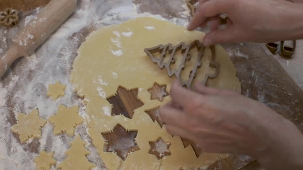Vista Superior Dos Ingredientes Para Cozinhar Biscoitos Gengibre Natal Preparação — Vídeo de Stock