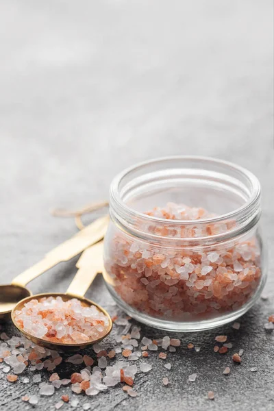 stock image Jar of himalayan pink salt .  Healthy food concept. Speciality salt. 