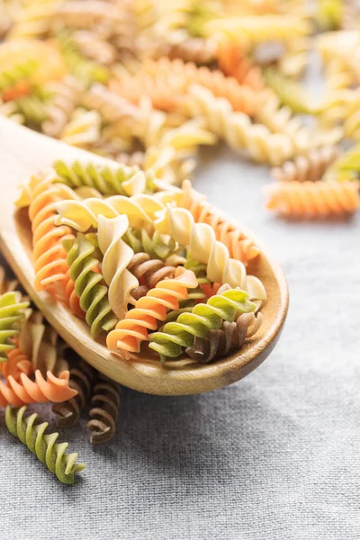 Variety Fusilli Pasta Made Different Types Legumes Green Red Lentils — kuvapankkivalokuva