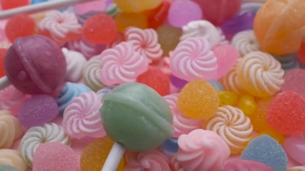 Caramelle Colorate Mix Dolci Lecca Lecca Rotanti Dolce Dolce Zucchero — Video Stock