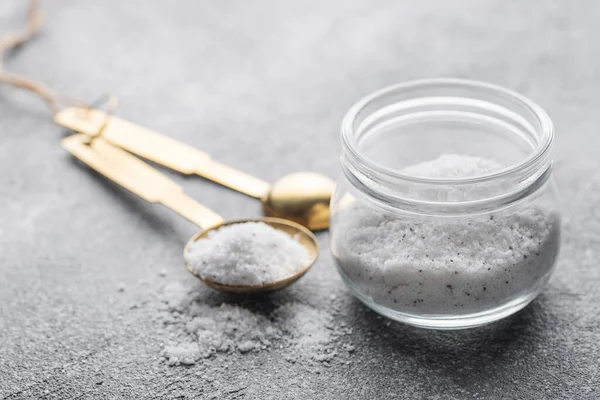 Jar Italian Black Truffle Sea Healthy Food Concept Speciality Salt – stockfoto