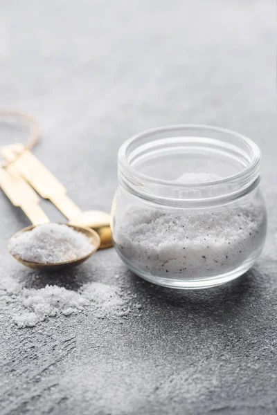 Jar Italian Black Truffle Sea Healthy Food Concept Speciality Salt – stockfoto