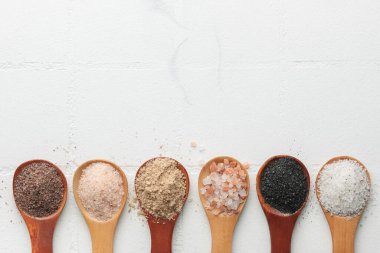 Assorted speciality salt, himalayan pink salt, italian black truffle salt, india black  kala namak salt,  hawaiian  black lava sea salt, hickory  smoked  sea salt