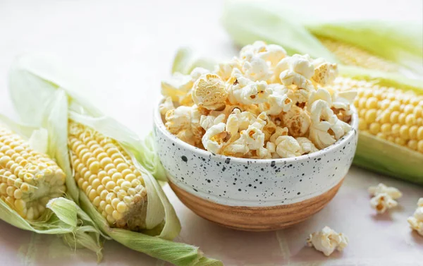 Smaklig Saltad Hemlagad Popcorn Göra Friska Popcorn Hemma — Stockfoto