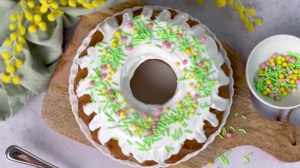 Пасхальные Кексы Домашний Ванильный Торт — стоковое видео