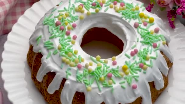 Húsvéti Sütemények Házi Készítésű Vaníliás Sütemény — Stock videók