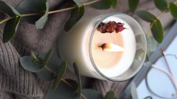 Lumânare Aromată Masă Lumânări Soia Într Borcan Aromaterapie Relaxare Spa — Videoclip de stoc