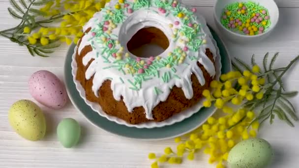 Easter Bundt Cakes Homemade Vanilla Bundt Cake — Stock Video