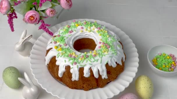 Пасхальні Тістечка Домашній Ванільний Торт — стокове відео