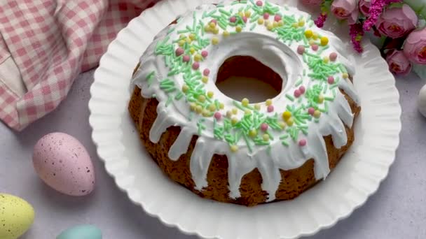 Пасхальні Тістечка Домашній Ванільний Торт — стокове відео