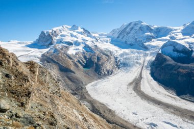 Gornergrat Zermatt İsviçre 'de panoramik görünüm.