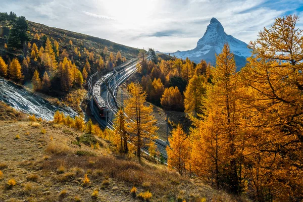 Krásný Výhled Krajinu Matterhorn Podzim Zermatt Švýcarsko Royalty Free Stock Obrázky