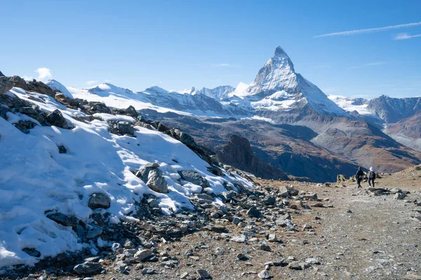 Gyönyörű Táj Kilátás Matterhorn Híres Mérföldkő Zermatt Svájc Stock Kép