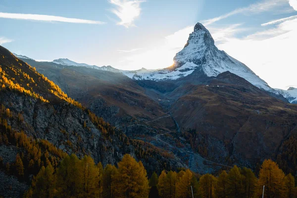Krásný Panoramatický Výhled Matterhorn Zermatt Švýcarsko Royalty Free Stock Fotografie