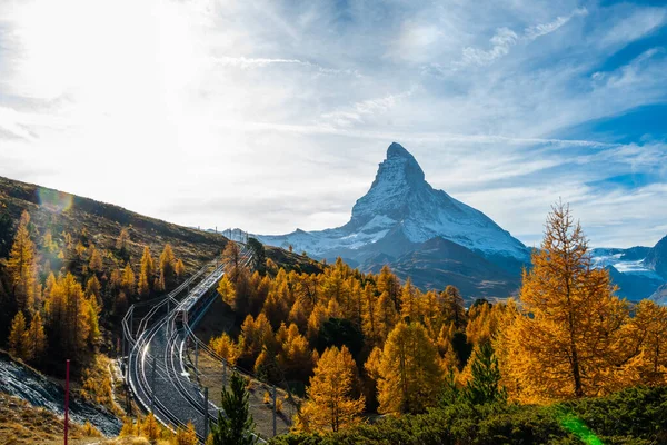 Krásný Výhled Krajinu Matterhorn Podzim Zermatt Švýcarsko Stock Snímky