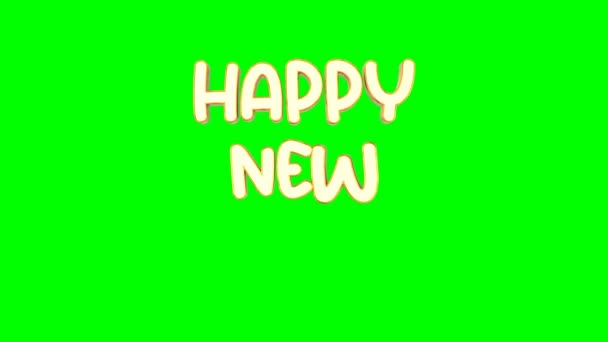 Happy New Year Text Green Background Illustration Loop Animation Video — Stock Video