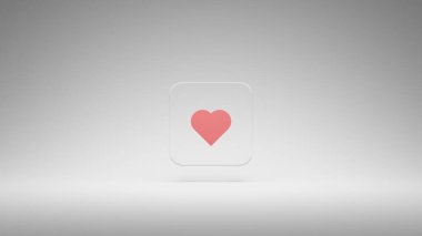 Glass style Pembe ikon Love Valentine Heart 3D illüstrasyon broşür tasarımı, poster vesaire