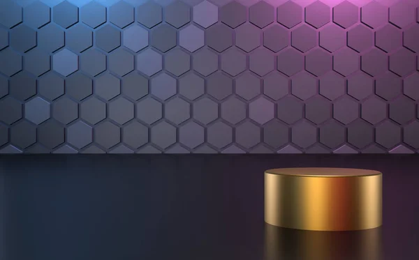 Hexagon Podium Aur Produs Afișare Ilustrare Randare Pentru Design Pliant — Fotografie, imagine de stoc