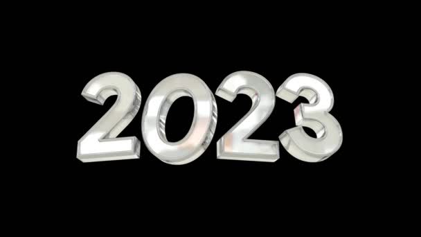 Illustration Number Text 2023 Silver Gray Color Glass Effect Black — Stock Video