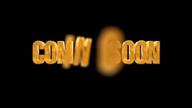 Coming soon text 3d animation gold color in black isolated background. Motion blur effect. 3d illustration rendering, 4k resolution video. looping video